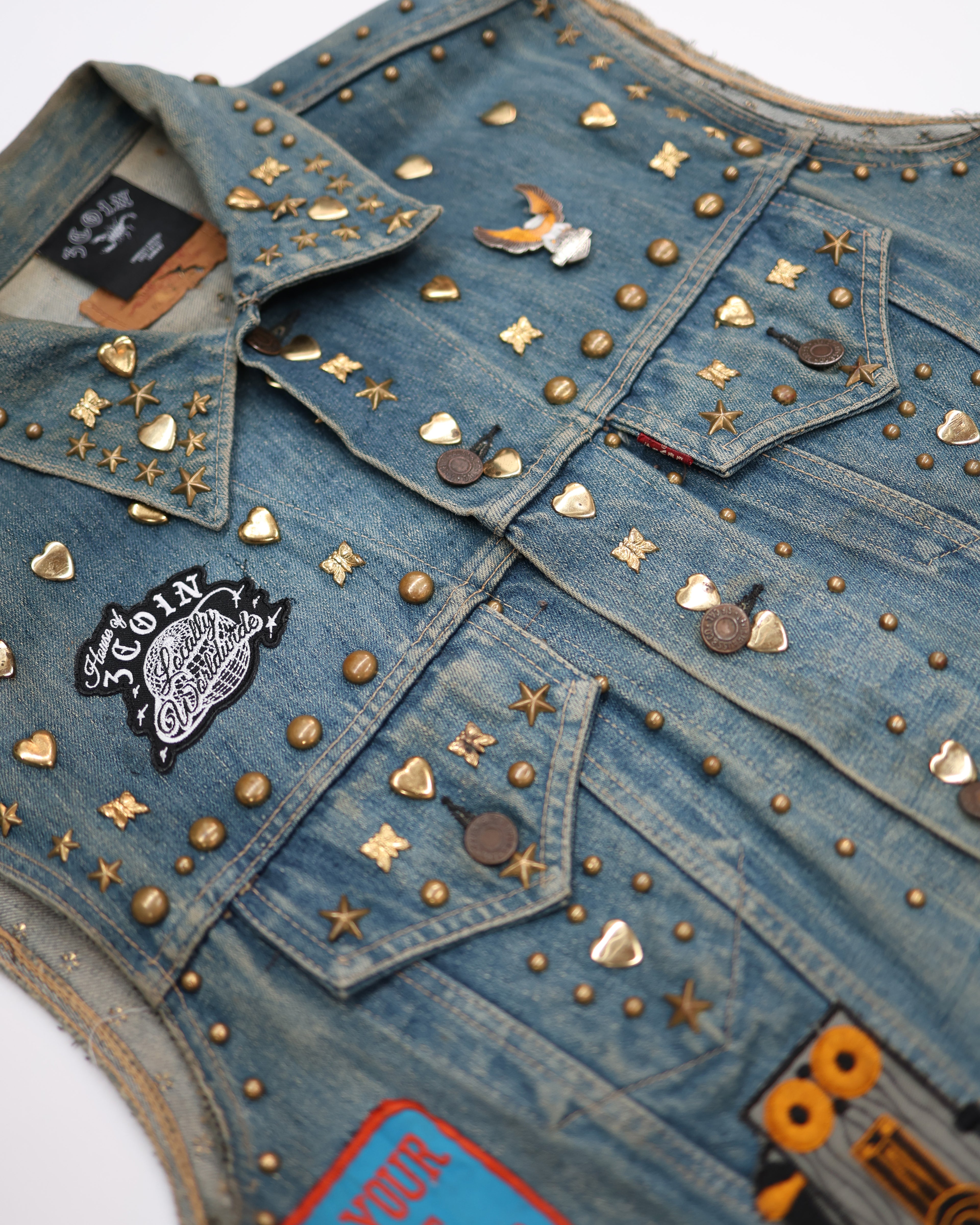 Gold Studded Denim Vest