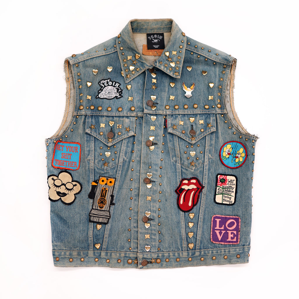 Gold Studded Denim Vest