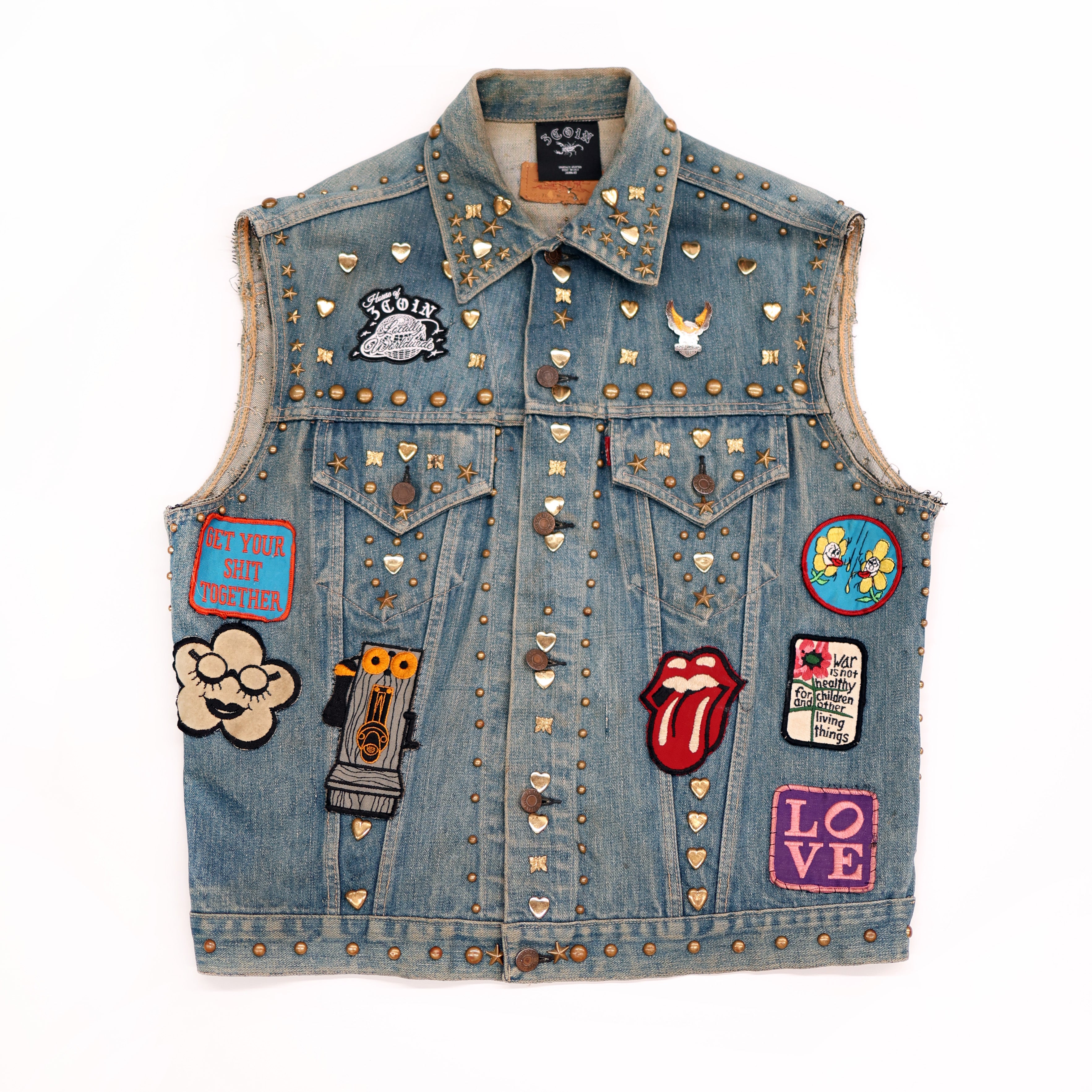 Gold Studded Denim Vest