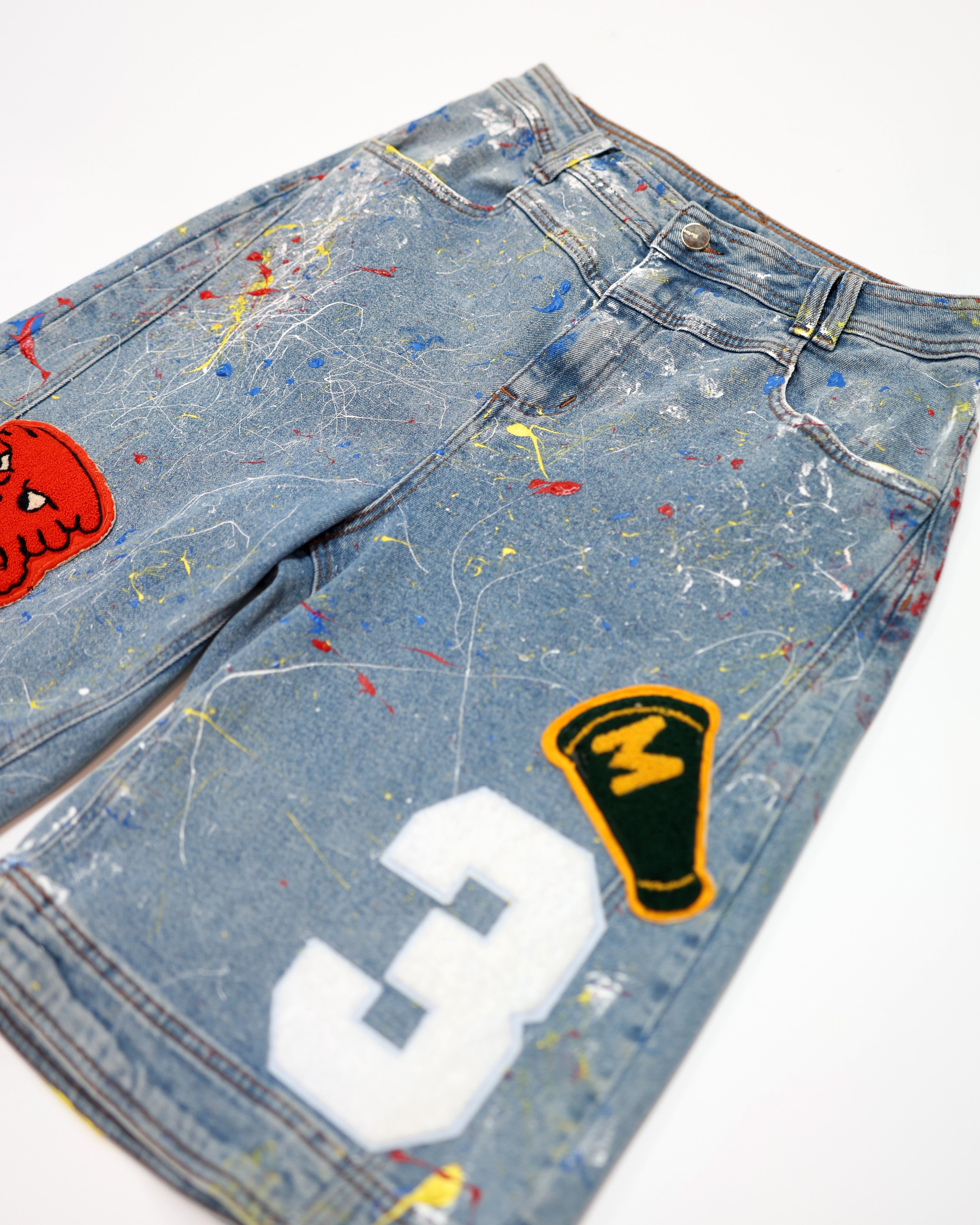 PAINT SPLATTER DENIM SHORTS