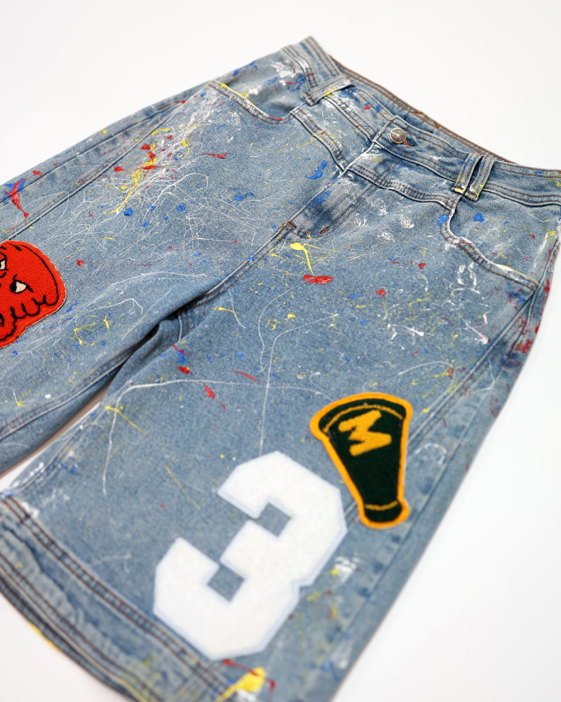 PAINT SPLATTER DENIM SHORTS