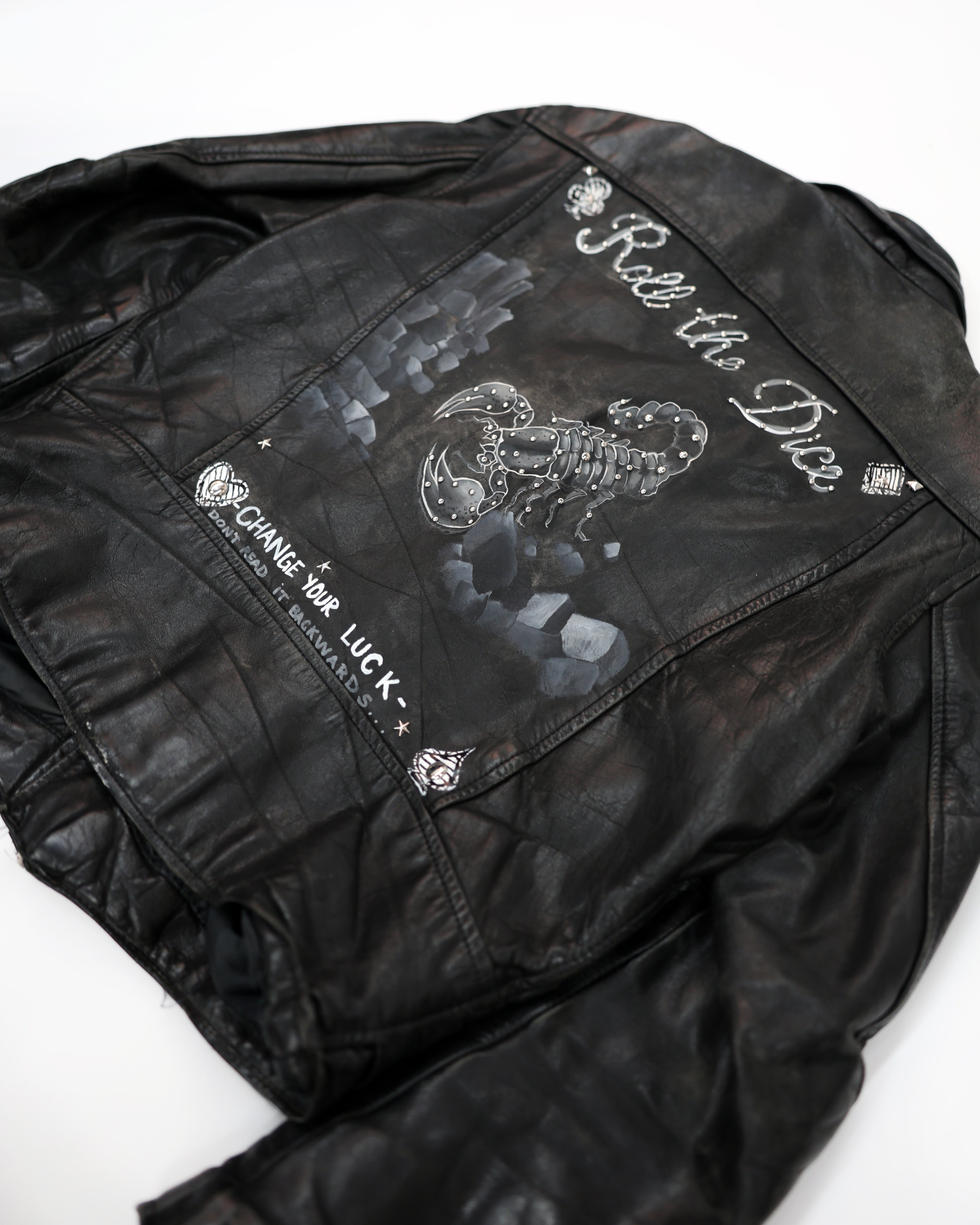 STUDDED & PAINTED LEATHER JACKET