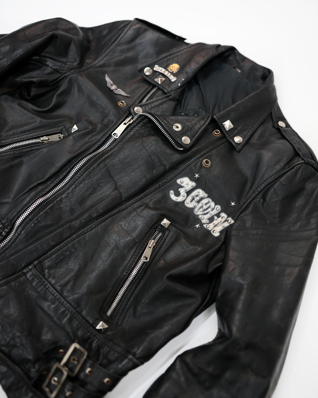 STUDDED & PAINTED LEATHER JACKET