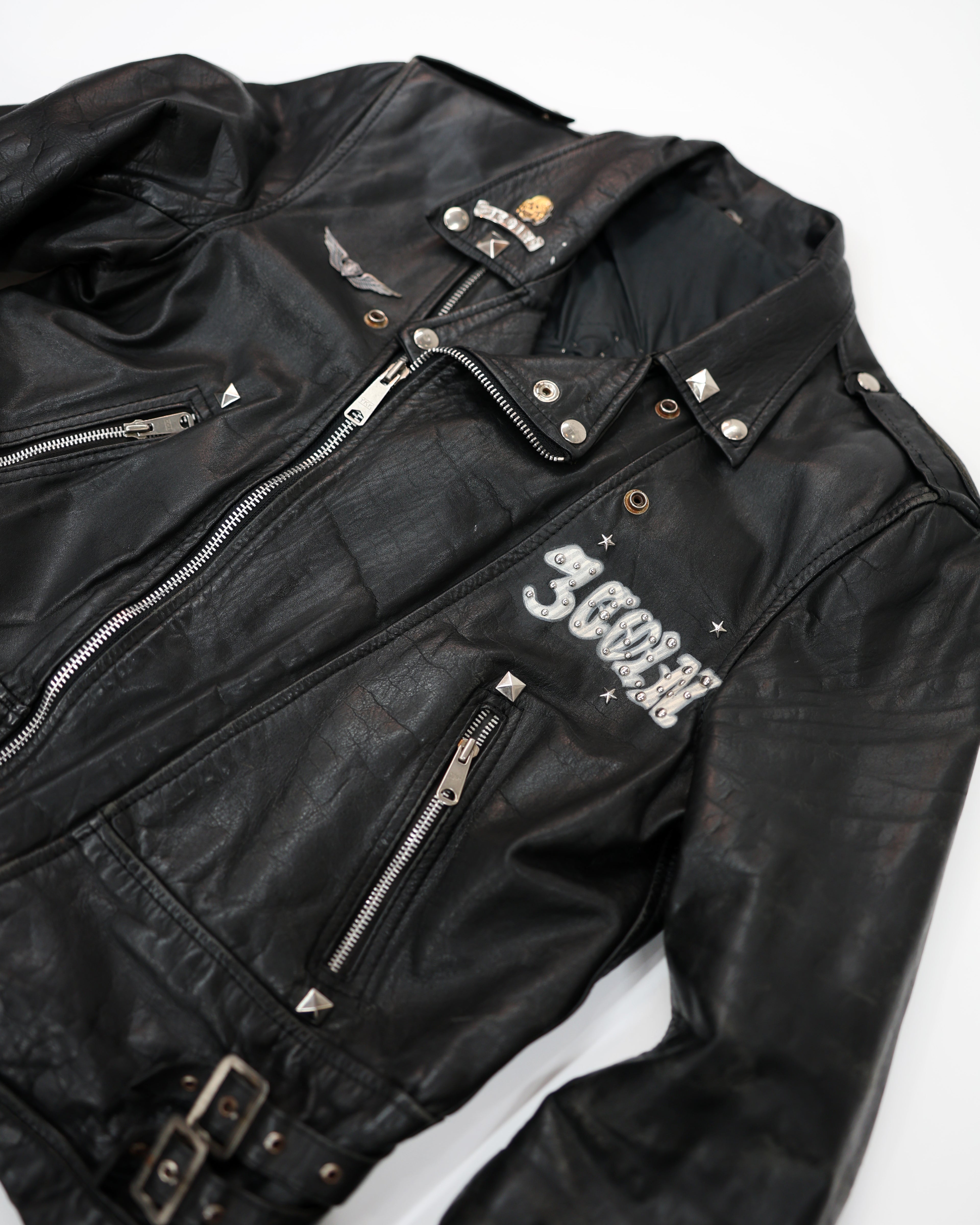 STUDDED & PAINTED LEATHER JACKET