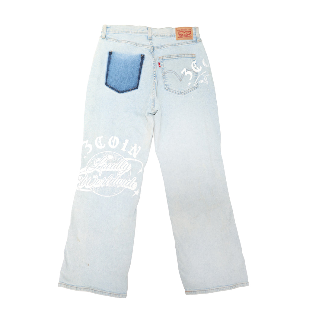 SCREEN PRINTED DENIM JEANS