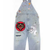 Patched Pinstriped Overalls