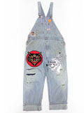Patched Pinstriped Overalls