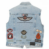 Patched Denim Vest