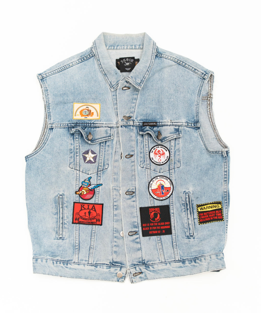 Patched Denim Vest