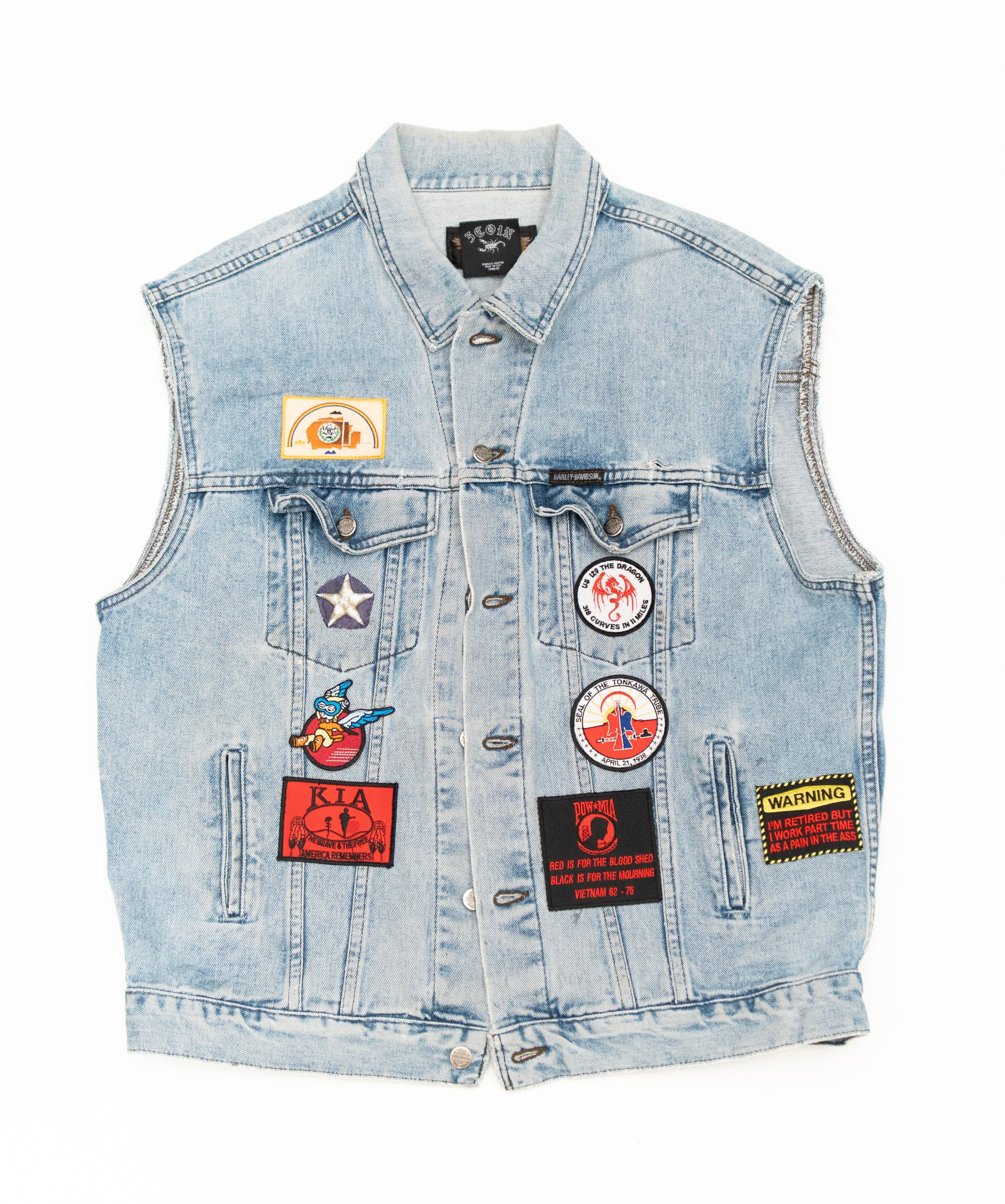 Patched Denim Vest