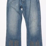 Gold Stitch Flare Denim