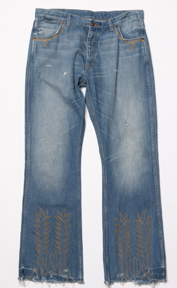 Gold Stitch Flare Denim
