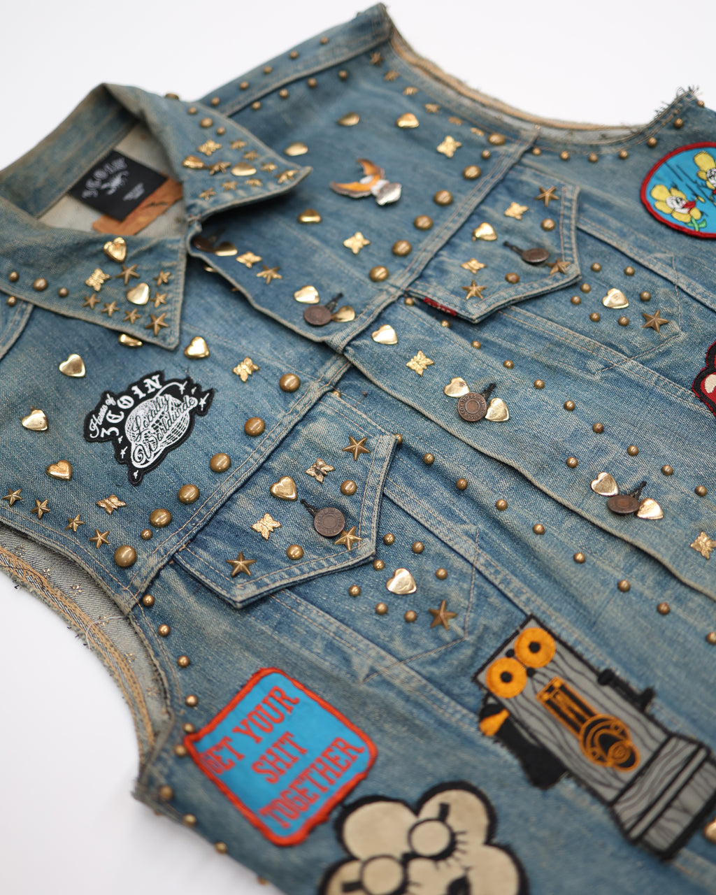 Gold Studded Denim Vest