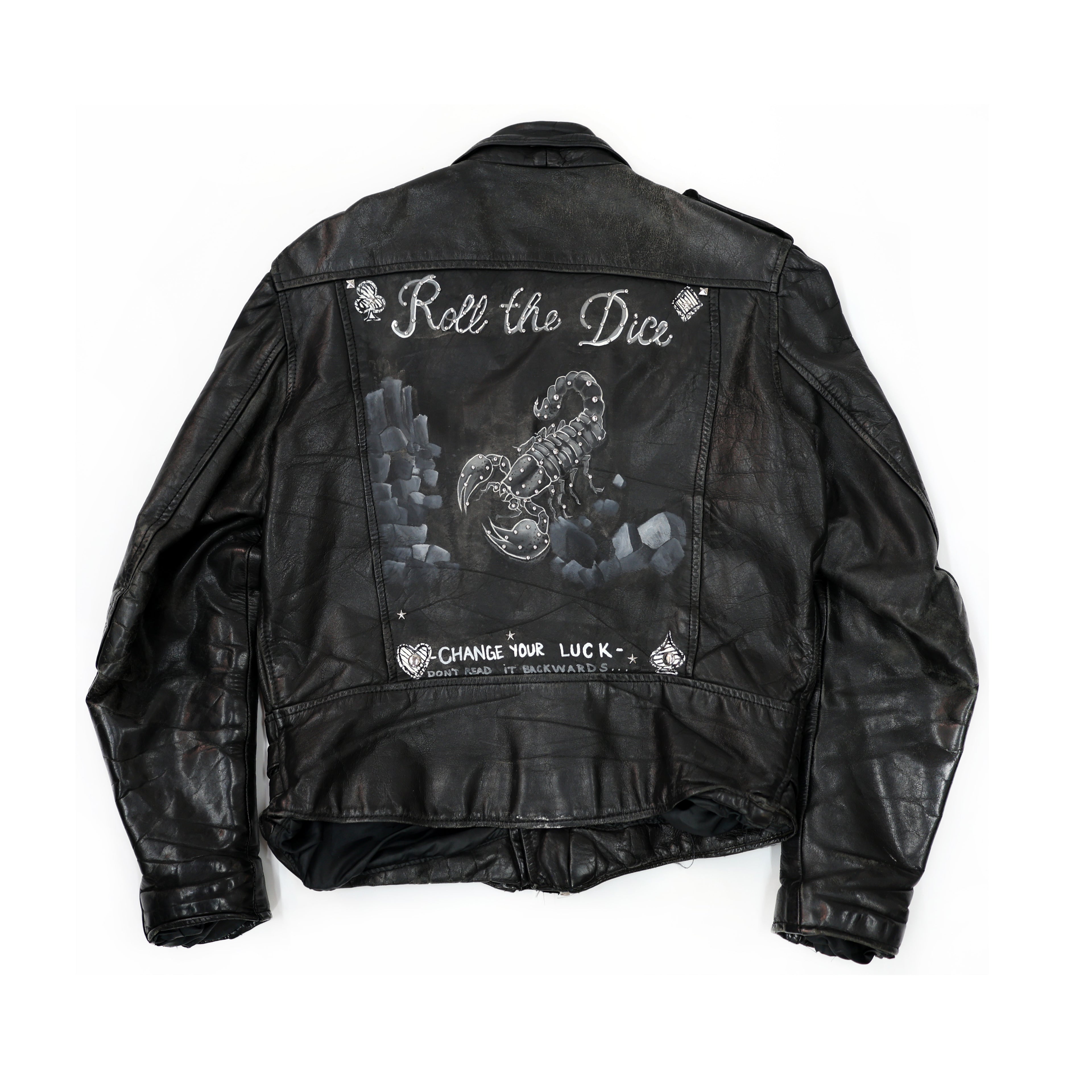 STUDDED & PAINTED LEATHER JACKET