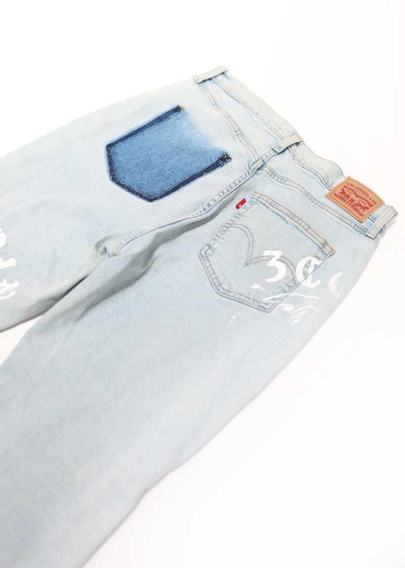 SCREEN PRINTED DENIM JEANS