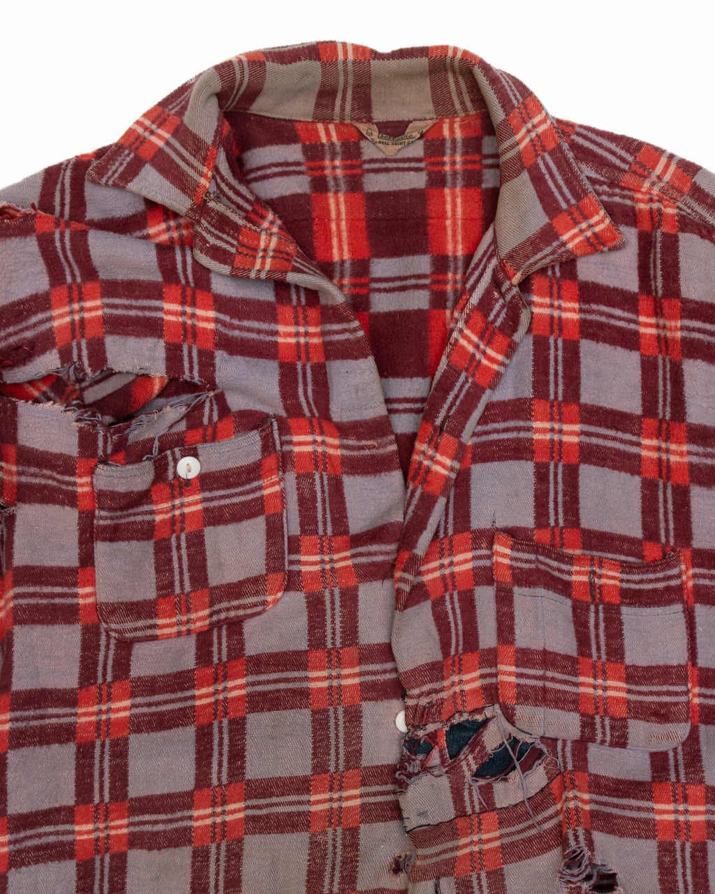 Distressed Plaid Button-Up