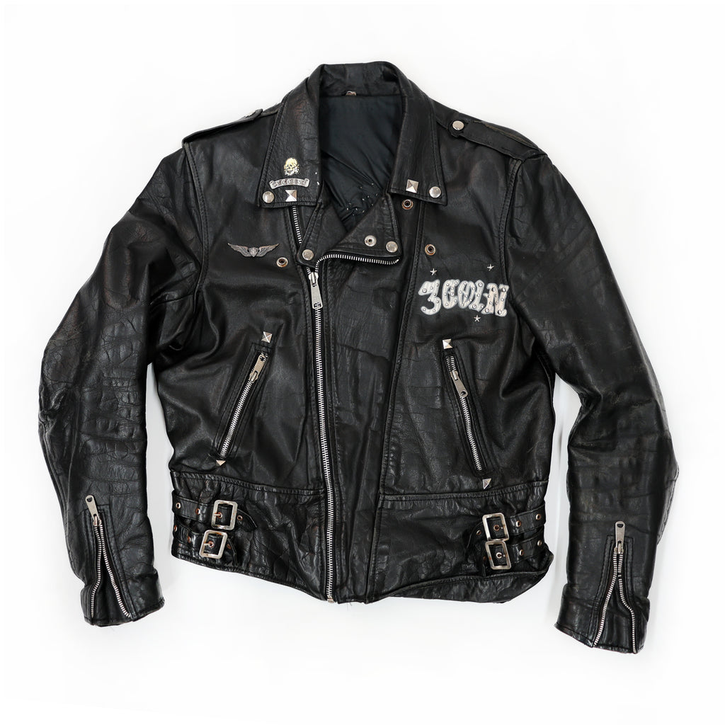 STUDDED & PAINTED LEATHER JACKET
