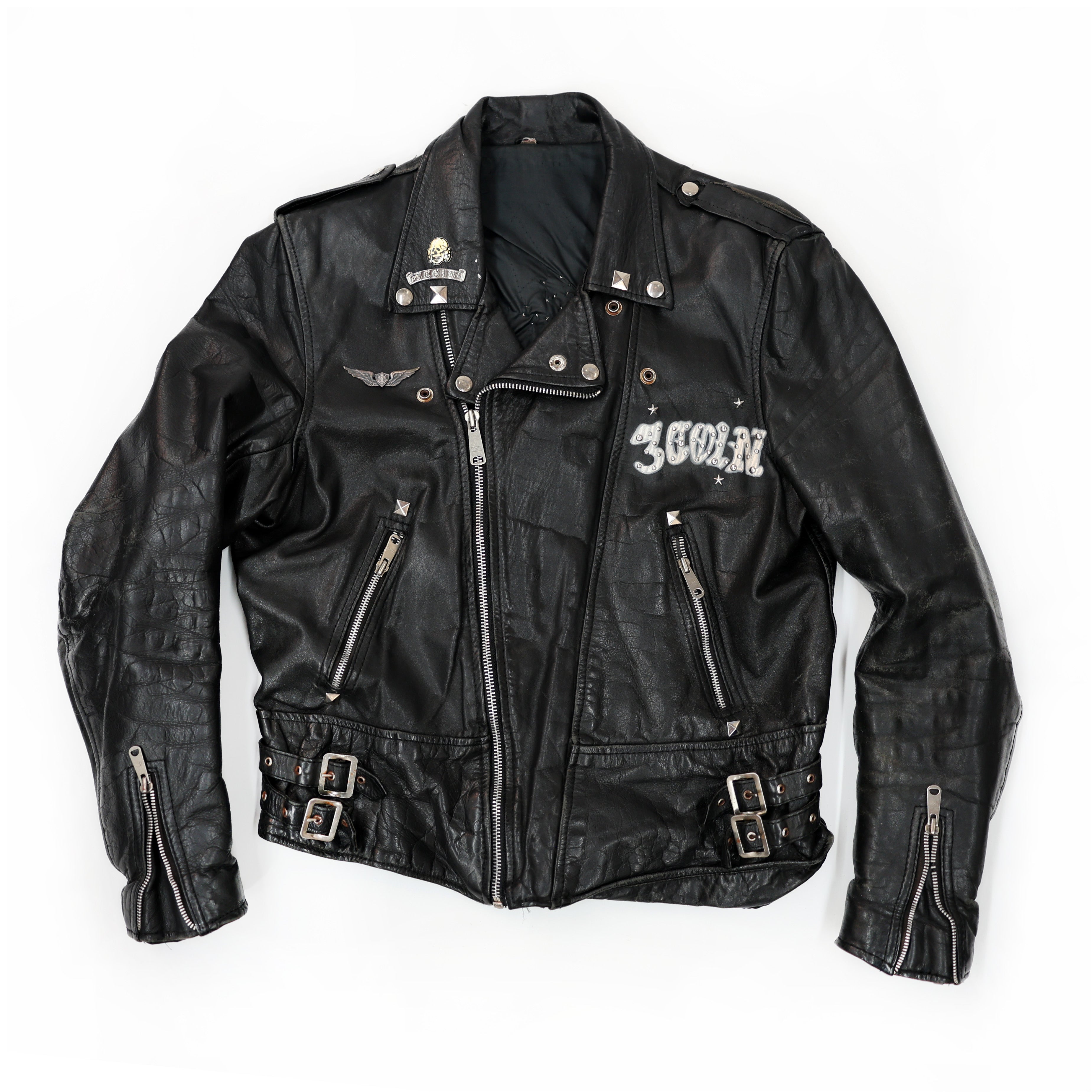 STUDDED & PAINTED LEATHER JACKET