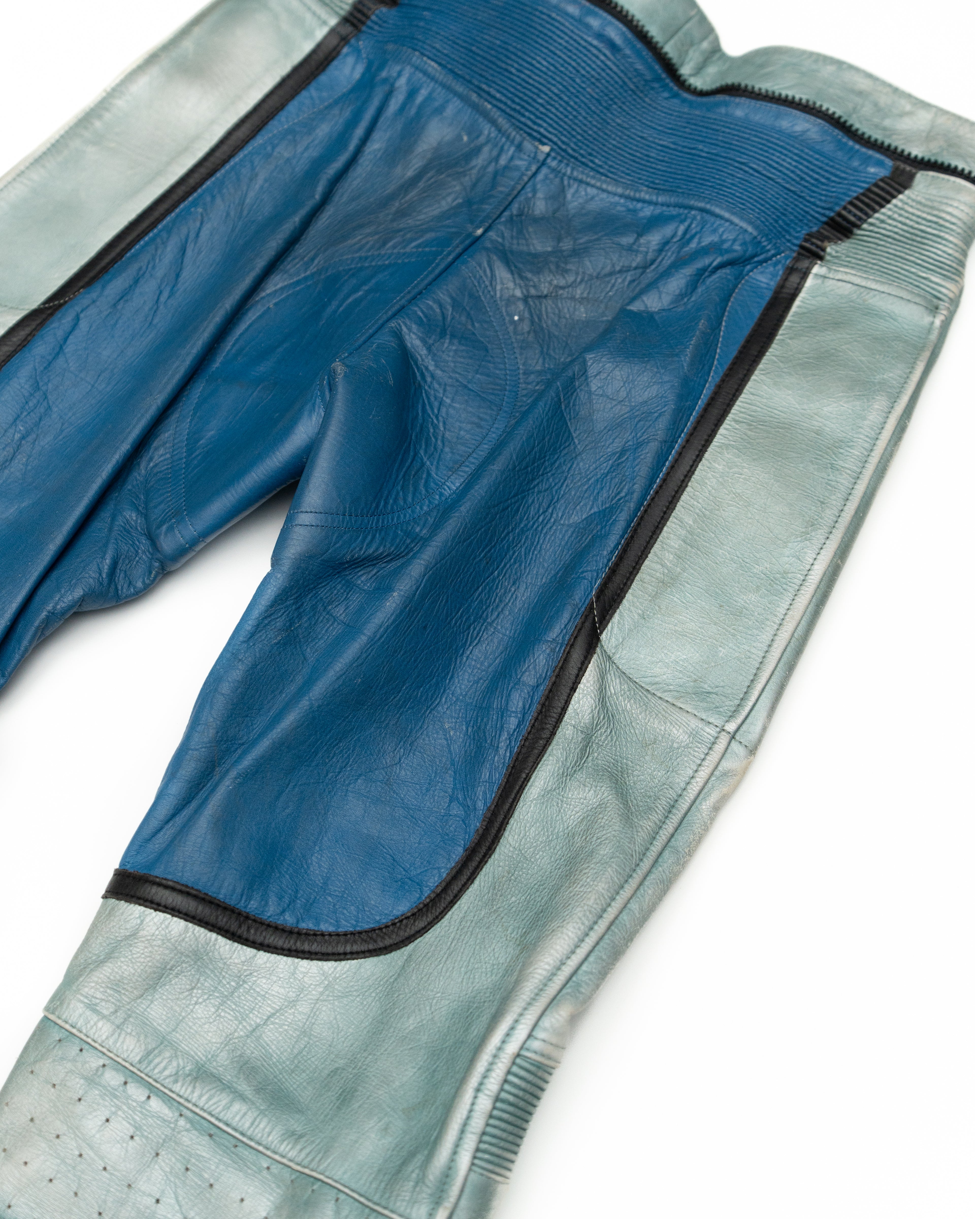 Leather Blue Biker Pant