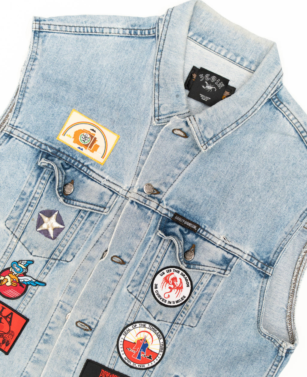 Patched Denim Vest