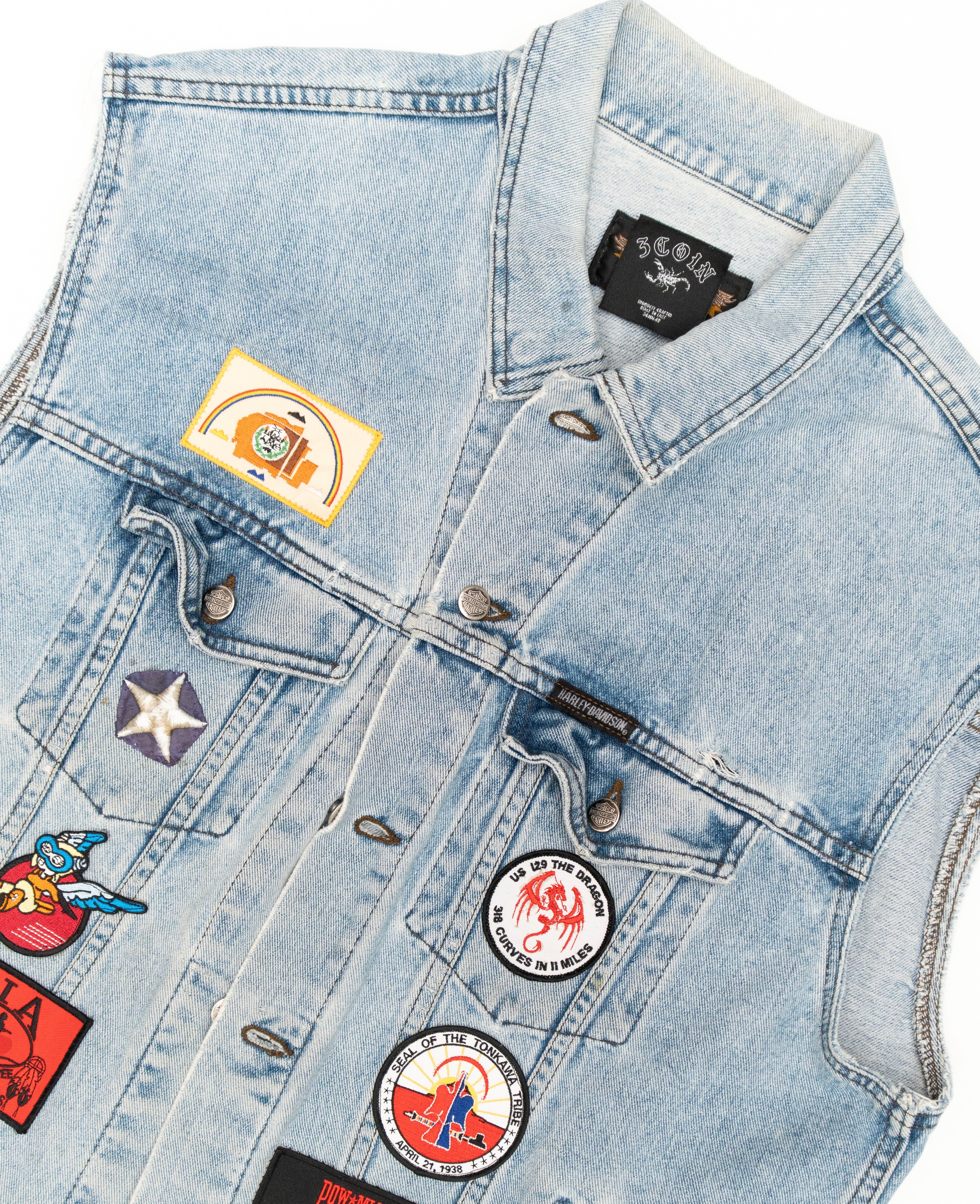 Patched Denim Vest