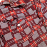 Distressed Plaid Button-Up