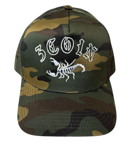 CAMO SCORPION TRUCKER HAT
